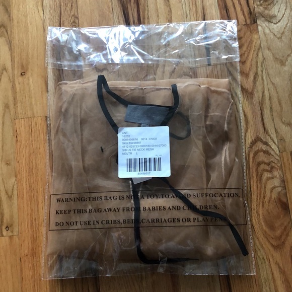 Anthro Sunday in Brooklyn Long-Sleeve Tie-Neck Mesh Top Anthropologie Boho Sheer - Picture 11 of 11